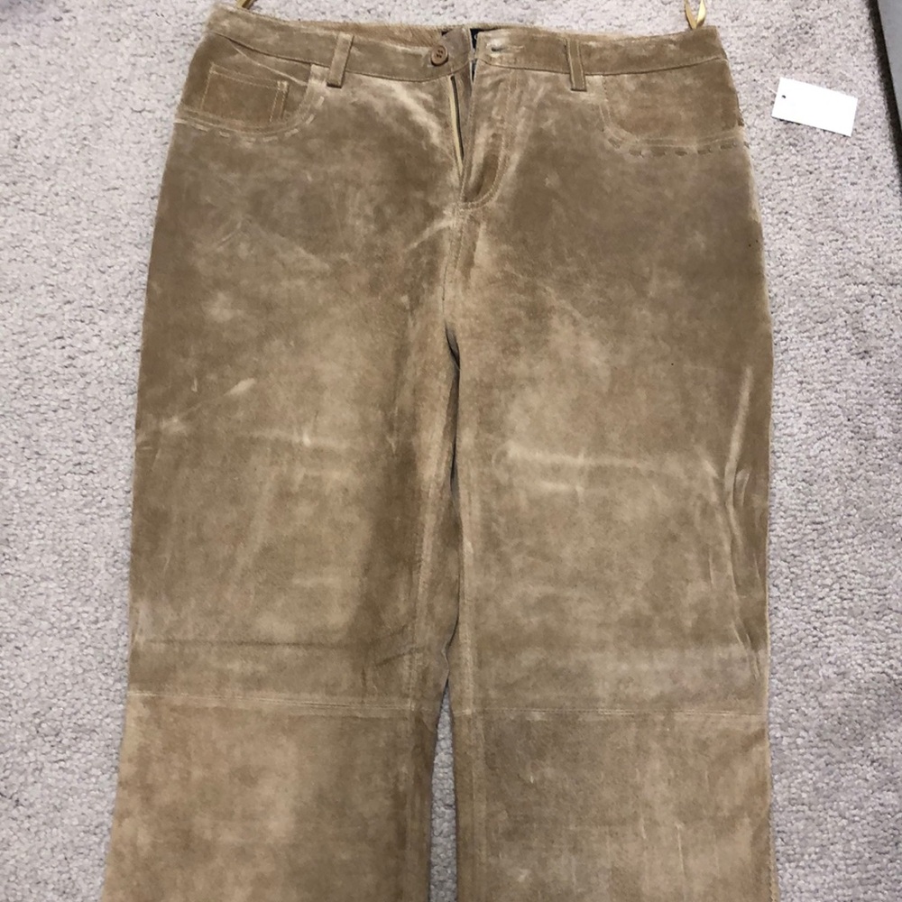 100% suede leather pants